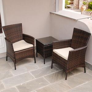 Set Salottino Polyrattan Marrone Divano Poltrone Tavolino per Arredo Giardino Terrazzo