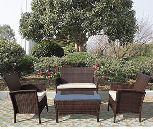 Salotto Set Divano con Poltrone e Tavolino in Polirattan per Arredo Giardino