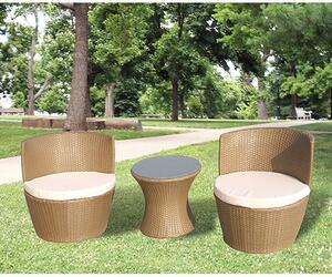 Salotto Impilabile in Polirattan per Arredo Esterno Giardino Colore Beige