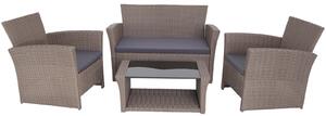 Set Salottino in Polyrattan Marrone Divano Poltrone Tavolino per Arredo Giardino