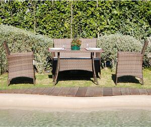 Set Salottino Polyrattan Color Caffe' Divano Poltrone Tavolino per Arredo Giardino Terrazzo