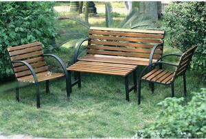 Set Salotto da Giardino Panca + 2 Poltrone + Tavolino Parco in Legno