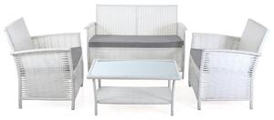 Set Salotto da Giardino Divano 2 Posti Tavolo e 2 Poltrone in Polyrattan Bianco Bertozzi Giulietta