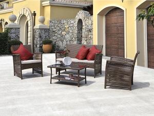 Set Salotto da Giardino Divano + 2 Poltrone + Tavolino Cordova Moka