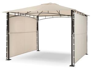 Gazebo da Giardino 3x3m Telo in Poliuretano 2 Tettoie con Chiusura a Gas e Ventilazione Taddei Razzaq Duo Beige
