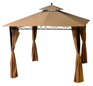 Gazebo da Giardino in Acciaio Top in Poliestere con Tende 3x3m Texas