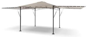 Gazebo da Giardino 3x3m Telo in Poliuretano 2 Tettoie con Chiusura a Gas e Ventilazione Taddei Razzaq Duo Beige