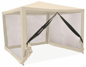 Gazebo da Giardino in Metallo 3x3m con Zanzariera Soriani Dakar Ecrù