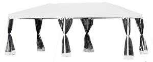 Gazebo Impermeabile Pieghevole con Zanzariera Crema 3x6m