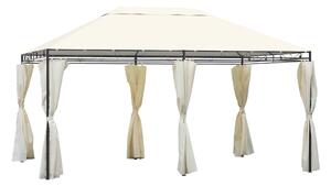 Gazebo Rettangolare con Struttura in Metallo Robusto e Teli Laterali Crema 4x3m