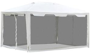 Gazebo in Tessuto PE con Zanzariera Bianco 4x3m