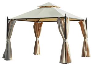 Gazebo da Giardino Impermeabile con Pannelli Laterali Beige 3x3m