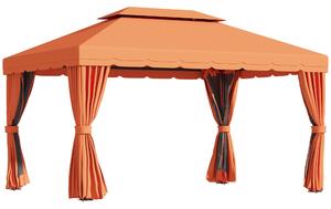Gazebo da Giardino di Lusso con Tettoia Idrorepellente 2.9x3.9m Arancione