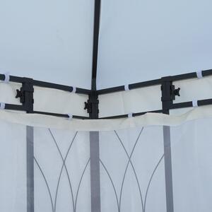 Gazebo da Giardino Impermeabile con Zanzariere in Poliestere e Ferro Crema 3x4m