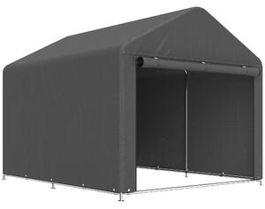 Outsunny Casetta da giardino tenda di deposito impermeabile riparo moto porta avvolgibile con cerniera, 200 x 238 x 183 cm, grigio scuro | Aosom Italy