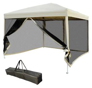 Gazebo da Giardino 3x3m in Acciaio Pareti Rimovibili Tessuto Oxford Crema