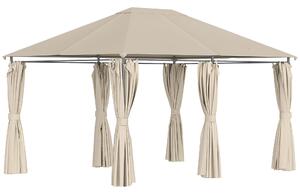 Gazebo da Giardino 4x3m in Acciaio Tende Laterali Cachi