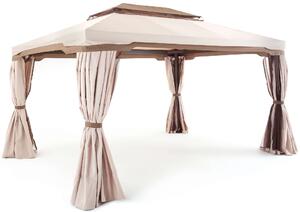 Gazebo da Giardino 3x3 m in Alluminio con Tende Cipro Ecrù