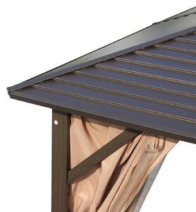 Gazebo da Giardino 3x3m in Alluminio Tende Laterali Marrone e Nero