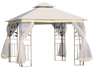 Gazebo da Giardino 3x3m con Zanzariera in Acciaio e Poliestere Bianco