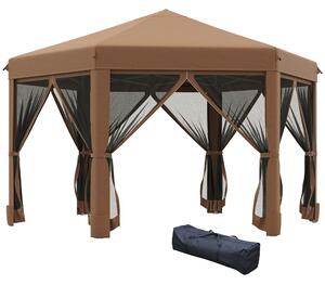 Gazebo da Giardino Pieghevole 3,6x3,6m in Acciaio e Poliestere Marrone