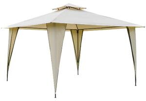 Gazebo da Giardino 3,5x3,5x2,7m in Metallo Doppio Tettuccio Beige