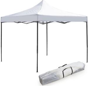Gazebo da Giardino Pieghevole 3x3m in Tessuto Bianco