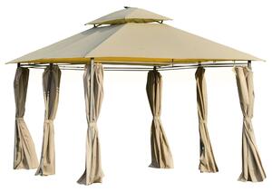 Gazebo da Giardino con Pannelli Solari e LED 3x4m in Acciaio Cachi