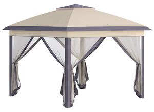 Gazebo da Giardino 330x330x288 cm con Zanzariera Beige