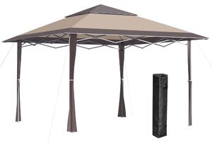 Gazebo da Giardino 3,96x3,96m in Metallo Cachi e Caffè