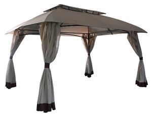 Gazebo da Giardino 4x3m in Acciaio e Poliestere Beige