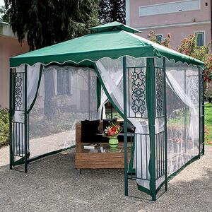 Gazebo da Giardino Struttura in Acciaio Pannelli Laterali Decorati 300X300X270Cm