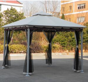 Gazebo da Giardino Struttura in Acciaio Top in Poliestere e Teli Zanzariera 300X300X270 Cm