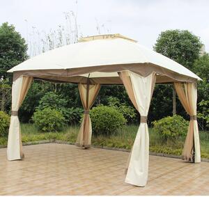 Gazebo da Giardino Struttura in Acciaio Top in Poliestere e Teli Zanzariera 300X360X295 Cm