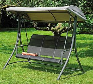 Dondolo da Giardino in Ferro 3 Posti Vorghini Swing Antracite e Grigio