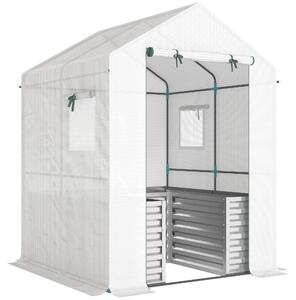Outsunny Serra per pomodori serra in telo con orto rialzato porta avvolgibile finestra tetto inclinato 141 x 141 x 190 cm Bianco | Aosom Italy