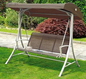 Dondolo da Giardino in Ferro 3 Posti Vorghini Swing Bianco e Tortora