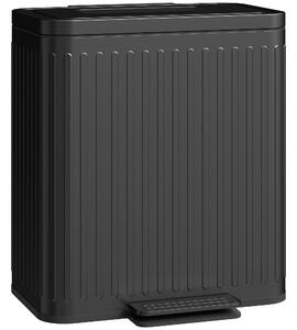 HOMCOM Cestino a doppio scomparto 2 x 20 L, cestino da cucina a pedale, secchi interni rimovibili, 45,5x36,5x51cm, nero | Aosom Italy