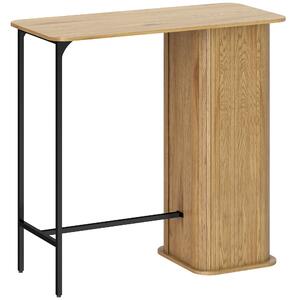 HOMCOM Tavolo Alto per Mangiare in Piedi, Tavolo da Bar con 3 Ripiani Portaoggetti e Gambe in Metallo, 112x50x106cm, Legno Naturale | Aosom Italy