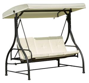 Dondolo da Giardino 3 Posti con Tettuccio Crema 185x125x173 cm