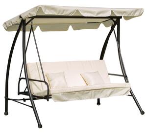 Dondolo da Giardino 3 Posti con Tettuccio Crema 200x125x170 cm