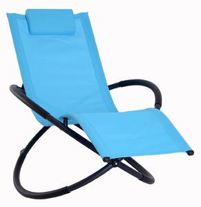 Sedia a Dondolo Moderna da Giardino in Textilene Blu 154x80x84 cm