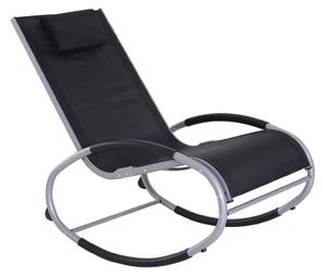 Sedia a Dondolo da Giardino Impermeabile in Alluminio Nero 120x61x88 cm