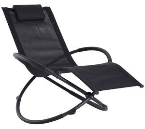 Sedia a Dondolo Moderna da Giardino in Textilene Nero 154x80x84 cm