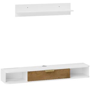 HOMCOM Set mobile TV sospeso con mensola da parete mobile televisore in legno passacavi 120 x 24 x 16 cm bianco | Aosom Italy