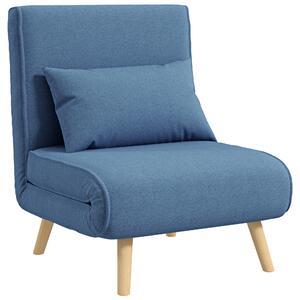 HOMCOM Poltrona convertibile 3 in 1 poltrona-letto 1 posto schienale 5 posizioni in tessuto con cuscino, blu | Aosom Italy