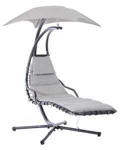 Sedia Dondolo Pensile Relax Chaise Longue di Lusso con Tettuccio Grigio