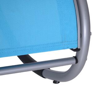 Sedia a Dondolo da Giardino Impermeabile in Alluminio Blu 120x61x88 cm