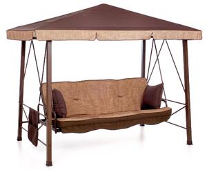 Dondolo Pagoda 3 Posti 247x138x201 cm Schienale Reclinabile per Funzione Letto Martinica Marrone