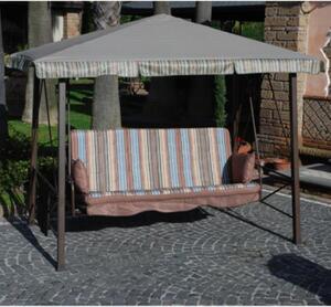 Pagoda a Dondolo 3 Posti in Ferro con Rivestimento Seduta e Funzione Letto 247X138X201 Cm